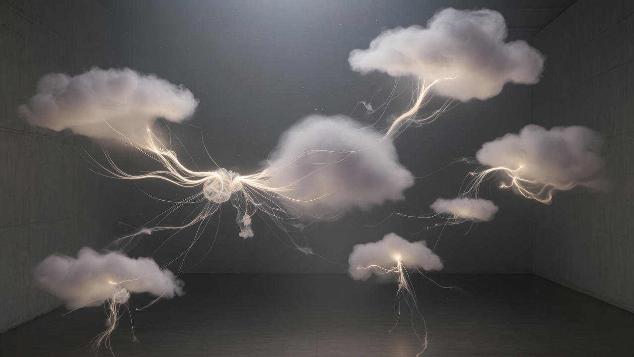 Luminous thought-forms taking shape in soft abstract space
