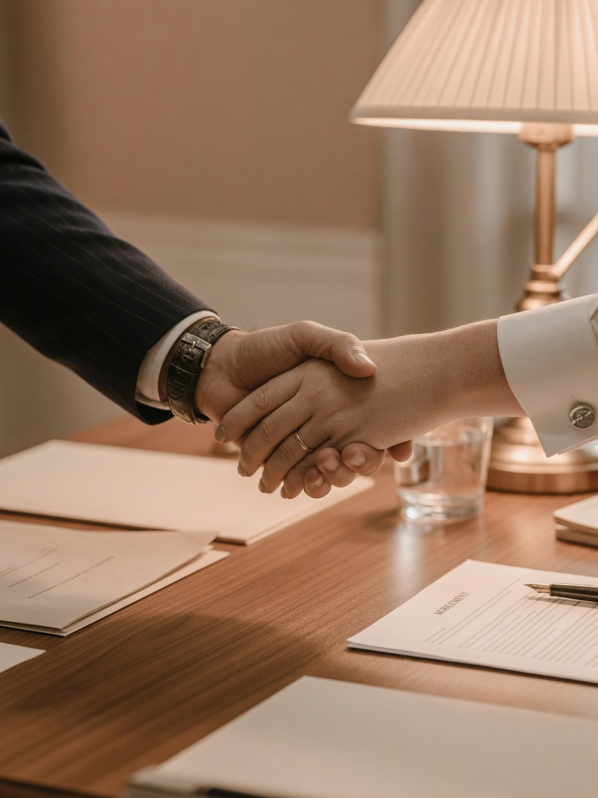 House keys and contract papers on a table during a sale